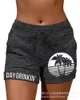 Short féminin Live Simple Coconut Print Trawstring 2023 Femmes Summer Straight Terre Taist Tablers Slim Fit Casual