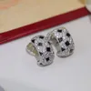 DUPE -märke av högsta kvalitet 925 Sterling Silver Fashion Jewelry Full Diamond Leopard Stud Earrings for Women