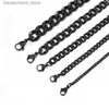 Bracelets de charme Chaîne de bracelet en acier titane noir pour hommes femmes mode classique solide chaînes à maillons cubains unisexe bijoux bracelet cadeau de noël Q230925