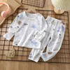 Kleidung Sets Kinder Reine Baumwolle Hause Set Sommer Langarm Pyjamas Baby Jungen Mädchen Cartoon Kleidung Ropa Kinder Pijamas