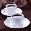 Koppar tefat 70 ml liten kapacitet ren vit kaffekopp och tefat set italiensk espresso s bistro mugg tazas para espressotasse kopjes