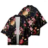 Etnische kleding Mode Casual Bloemenprint Japanse traditionele Kimono Mannen Vrouwen Strand Yukata Vest Cosplay Haori Samurai