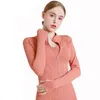 Yoga Jacket Women Quick Dry Top Solid Zip Up Lady Sweatshirt Sportwear Woman long sleeves Jackets Define Workout Sport Coat Fitness Clothes Girl Jogging Outfit-S/M/L/XL