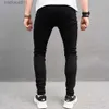 Calças de brim masculinas novo homem streetwear rasgado remendo elegante calças jeans casual magro lápis calças jeans l230926