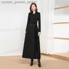 Women's Wool Blends Long Winter Wool Overcoat Women Slim Lapel Elegant Double Breasted Woolen Coat Fashion Red Office Full Sleeve Outwear S-3XLL230926