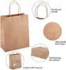 Gift Wrap Kraft Paper Gift Bags With Handles 10/20/25/30/50/100PCS Shopping Carry Craft Brown White Bag DIY Bag Party Christmas Supplies 230926