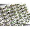 Bandringar 50st Top Design Mix Luminous Ring 6mm växer i det mörka sier rostfritt stålet för män Kvinnor Party Friend Drop Delivery Je Dhumx
