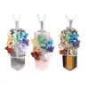 Collares colgantes Cuarzo natural Plantinum Chapado Chip Piedra preciosa Alambre Envuelto Cristal Espada Forma Hexágono Prisma Amet Encanto con latón C DHJBM