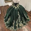 Hunter Green Ball Gown QuinCeanera Dresses 2024 Beads Sequins Appliques Lace Vestidos DE 15 Anos Luxury Clows