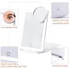 Compact Mirrors 3 Colors Light Modes Cosmetic Folding Led Lighted Touch Screen Makeup Mirror Usb Rechargeable Foldable 230926