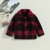 Manteau focus norm 16 ans automne hiver enfants filles veste vêtements d'extérieur 2 couleurs Plaid à manches longues simple boutonnage fourrure floue 231024