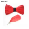 Bow Ties Jemygins Listing Handmade Solid Color Peacock Feather Bow Tie Brosch Set High Quality Men Bow Tie Wedding Party Gift Cravat 230922