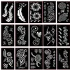 Outros suprimentos de maquiagem permanente 20pcs / lote Henna Tattoo Stencils para pintura corporal Mehndi Indian Template Flower Hand Glitter Airbrush Stencil 230925