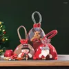 Juldekorationer 2023 Santa Claus Deer Snowman Apple Presentväska förtjockad Plush Bell Handväska Kids Candy Xmas Tote Ornament