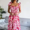 Sukienki swobodne WEPBEL PLATED TALIST TAKAJ ELEGANT SURES Summer Floral Women Spaghetti Pasek Śliczne duże huśtawka Maxi Camis