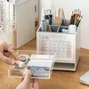 Pencil Cases Creative 360 ° Rotary Pen Holder With Desk Calendar Desktop Stationery Organizer Large Capacity Storage Box School Office 230926