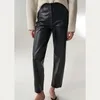 Calça Feminina Couro Natural Pele Carneiro Cropped Moda Genuína