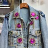 Women's Jackets Streetwear Fashion Denim Jackets Women Korean Loose Short Cowboy Outerwear Rivet Diamonds Big Pocket Jeans Jacket Coat Female 230925