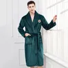 Herren-Nachtwäsche, Herbst-Winter, dick, übergroß, 3XL, Flanell, Herren-Robe, Kleid, warm, weich, Korallen-Fleece, Heimkleidung, Kimono, Bademantel, Loungewear