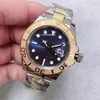 Luxury Automatisk rörelse med begränsad upplaga U1 -män Titta på Yatch Sapphire Crystal Master II Blue Dial Two Tone 316 Rostfritt band Mont1987