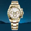 Roles Clean Factory Dayton Watch 4130 Кварцевый механизм Сапфировый ремешок для мужчин с коробкой на запястье 40 мм Складная пряжка Золото-белый Водонепроницаемый Механический механизм dhgate