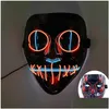 Party Masks Demon Slayer Glowing El Wire Mask Kimetsu No Yaiba Characters Cosplay Costume Accessories Japanese Fox Halloween Led Dro Otwjk