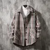 Herr ull Autumn Winter Men's Brand Chic Woolen Plaid Jacket Male Casual Trend Vintage Loose Trench Coat Man Quilted Overcoat 2023