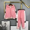 Autumn Cotton Set for Baby Fashion Kids Tracksuits Storlek 110-160 cm 2st Splice Design med Tie Up Hooded Jacket and Pants Sep 25