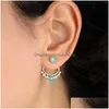 Dangle Chandelier Boucles d'oreilles 1Pair Bohemian Ear Jacket Stud Chic Bohême Antique Sier Couleur Lotus Fleur Creux Bijoux De Mode Pour Wome Dh0Te