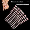 Faux ongles 24pcs français pour femmes simples viande rose style ins faux acrylique conseils complets appuyez sur