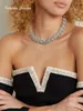 Choker Timeless Wonder Vintage Zirconia Geo Pave Necklace For Women Designer Jewelry Goth Runway Rare Over the Top 4526