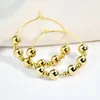 Hoop Earrings Gold Color Beads Pendnat Jewlry For Women Small Simple Round Circle Ear Rings Accessorie E0260