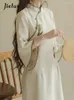 カジュアルドレス秋の中国のスリムシックなドレス女性甘くてエレガントな女性女性アプリコットスペルカラーシフォン女性