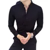 Herrklänningskjortor Spring New Business Slim High Shirts/Men's Sleeve Fit Male Shirts/Plus S-5XL 2022 Long Style Size Collar Pure Quality Stand YQ230926