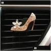 Decorações interiores decoração de carro diamante bolsa purificador de ar saída por clipe difusor de perfume bling acessórios de cristal mulheres meninas1 gota dhmm2