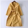 Kvinnors ull 2023 Long Solid Double Cashmere Winter Coat Women Jacka Lossa Abrigo Mujer Autumn Outerwear Casaco Feminino