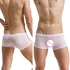 Sous-vêtements hommes boxeurs de soie de glace mince boxershorts transparents pour hommes sexy mâle culotte sans couture shorts lingerie troncs intimes