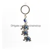 Porte-clés Lanyards Blue Eye Elephant Porte-clés Lucky Elephants Pendentif Porte-clés Devils Eyes Pendentifs Sac Voiture Drop Livraison Mode Acc Dhwh5