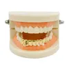 Grillz Dental Grills 3 Colorse Hip Hop Gold Caps على شكل أسنان أسفل القاع القاع المقطوع شواء حقيقي مع Sile Drop Dropress Jewelry Body Dhiat