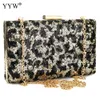 Evening Bags Sequin Leopard Box Clutch Bag Party Clutches Over Shoulder Crossbody With Chain Vintage Crystal Night Bolsa Feminina 230926