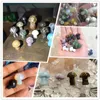 15x20mm Mini Mushroom Stone Carved Natural Quartz Agat Healing Reiki Home Decoration Gem Aquarium Polishing Ornament