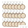 Keychains Lanyards 20 Pack Unfinished Wood Slices Keychain Blank Hand-Painted Wooden Creative Christmas Pendant Diy Drop Delivery Fash Dhk8Q