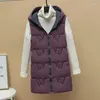 Gilet da donna Gilet reversibile in cotone femminile Gilet medio lungo Cappotto autunno inverno Versione coreana Gilet con cappuccio slim fit Capispalla