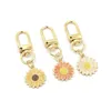 Key Rings Wholesale Women Girls Sun Flower Pendant Keychain Fashion Zipper Pl Charm Planner Charms Accessories Hangbag Hanging Pendant Dh73Y