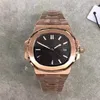 Luxe Herenhorloge Nautile 5711 Klassiek 18K Goud Zwart 40MM Saffier Wijzerplaat 50M Waterdicht Transparant Achterkant Heren Geschenk Fre161T