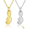 Pendentif Colliers En Gros En Acier Inoxydable Collier Pet Chat Chaîne De Mode Pour Les Amoureux Cadeaux Bijoux Animaux Nouveau Collier Femmes Drop Deliv Dhtzp