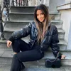 Femmes vers le bas Parkas Zoki hiver épais femmes court chaud mode PU cuir manteaux noir coton rembourré femme veste élégante fermeture éclair vêtements 230925