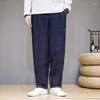 Calças masculinas 2023 estilo chinês jacquard casual reto solto sweatpants primavera e outono retro harajuku harem plus size