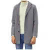 Manteau en laine pour hommes, manteau Simple, couleur unie, dessus chaud, Slim, Type veste, ceinture, grande taille, coupe-vent, automne et hiver