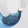 Toilettenbürstenhalter Ecoco Soft TPR Silikonkopf Toilettenbürste mit Halter Wandmontiertes Badezimmerwerkzeug Kein toter flacher Kopf Flexible Bürsten WC-Zubehör 230926